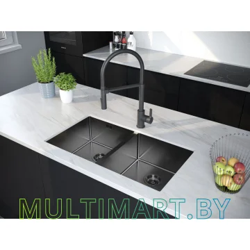 Кухонная мойка Paulmark Gerberg 78/2 UNI PM237844-GM (вороненая сталь) картинка 3